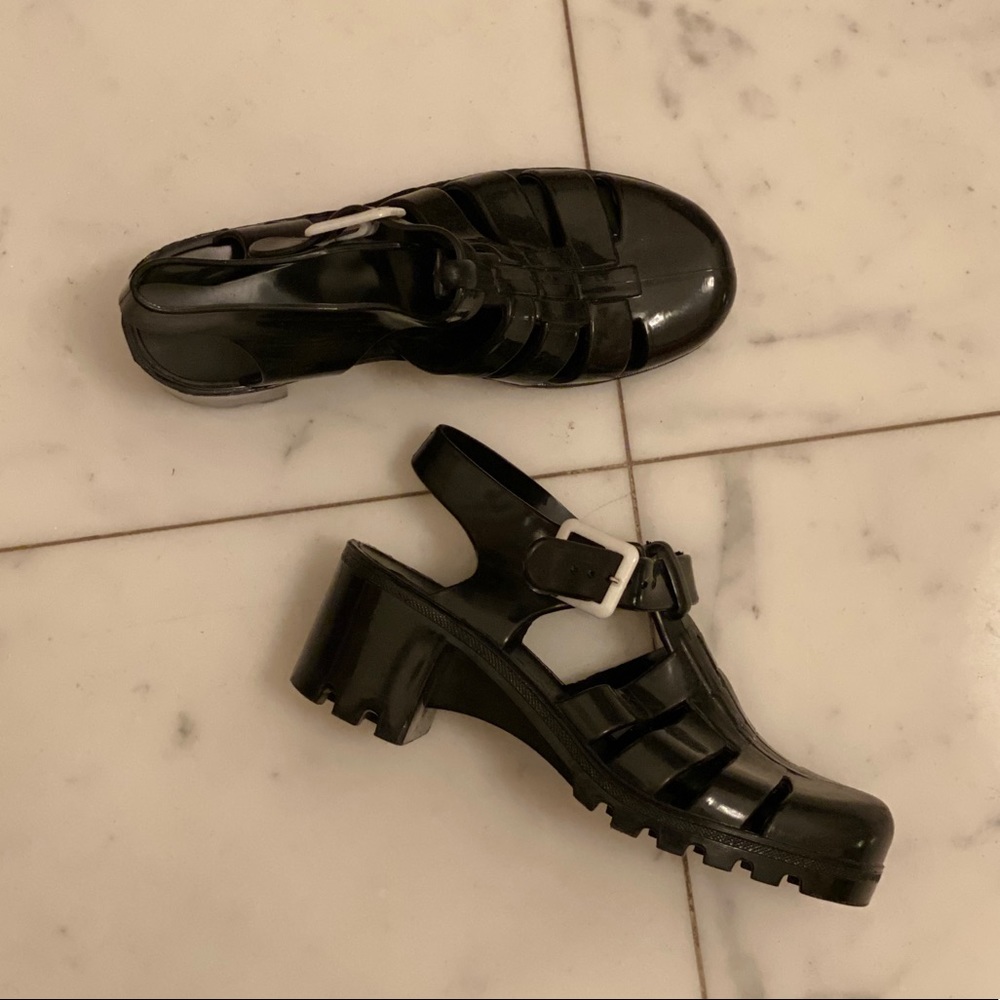 Original Juju black heeled jelly sandals